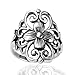 Chuvora 925 Sterling Silver 19 mm Floral Filigree Flower Polished Finish Wide Band Ring - Nickel Free Size 7