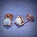 OPALBEST Rose Gold Plated Heart Stud Earrings with White Fire Opal Birthstone Hypoallergenic for Women Girl