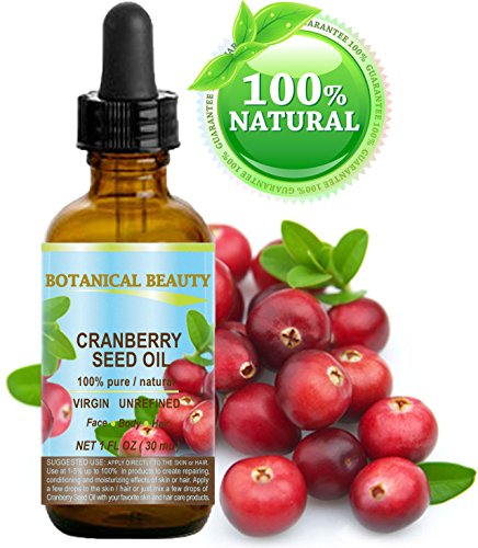 CRANBERRY SEED OIL 100% Pure / Natural. Cold Pressed / Undiluted. For Face, Hair and Body. 1 Fl.oz.- 30 ml. by Botanical Beauty