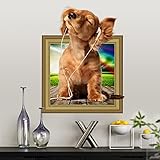 Smartcoco DIY Creative 3D Dog Wall Sticker Kawaii Vivid Removable 3D Hole Puppy Wall Decals Kid Room Living Room Bedroom Decors