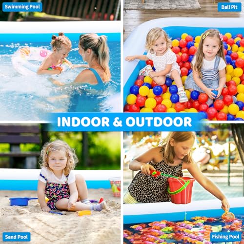 Extra Large Inflatable Pool for Adults, 180"x76"x22" Oversized Thickened Swimming Pool with Air Pump, Full Size Family Big Blow Up Pools for Backyard Garden Lawn Indoor Outdoor Summer Water Party