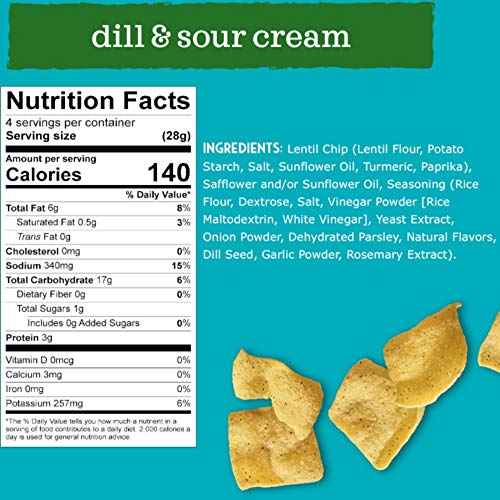 Enjoy Life Dill and Sour Cream Lentil Chips, Dairy Free Chips, Soy Free