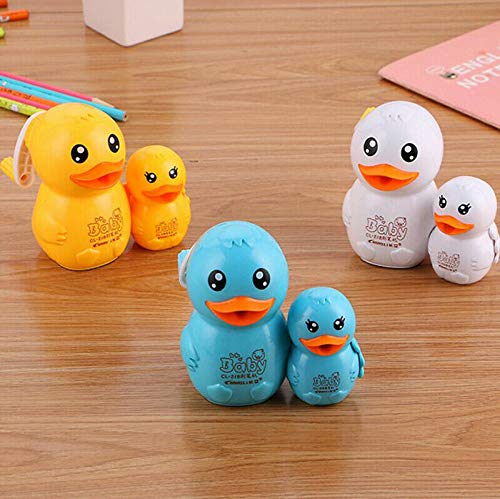 SUPERTOOL Cute Cartoon Pencil Sharpener, Duck Mommy& Baby Design,Yellow,New Stationery for School/Office (1 Pcs)