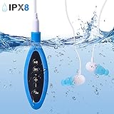 Waterproof MP3 Player, IPX8 Swimming Music Players 8GB Hi-Fi Audio Player with Underwater Headphones, Support FM Radio/MP3 Player with Clip for Swimming Water Sports.