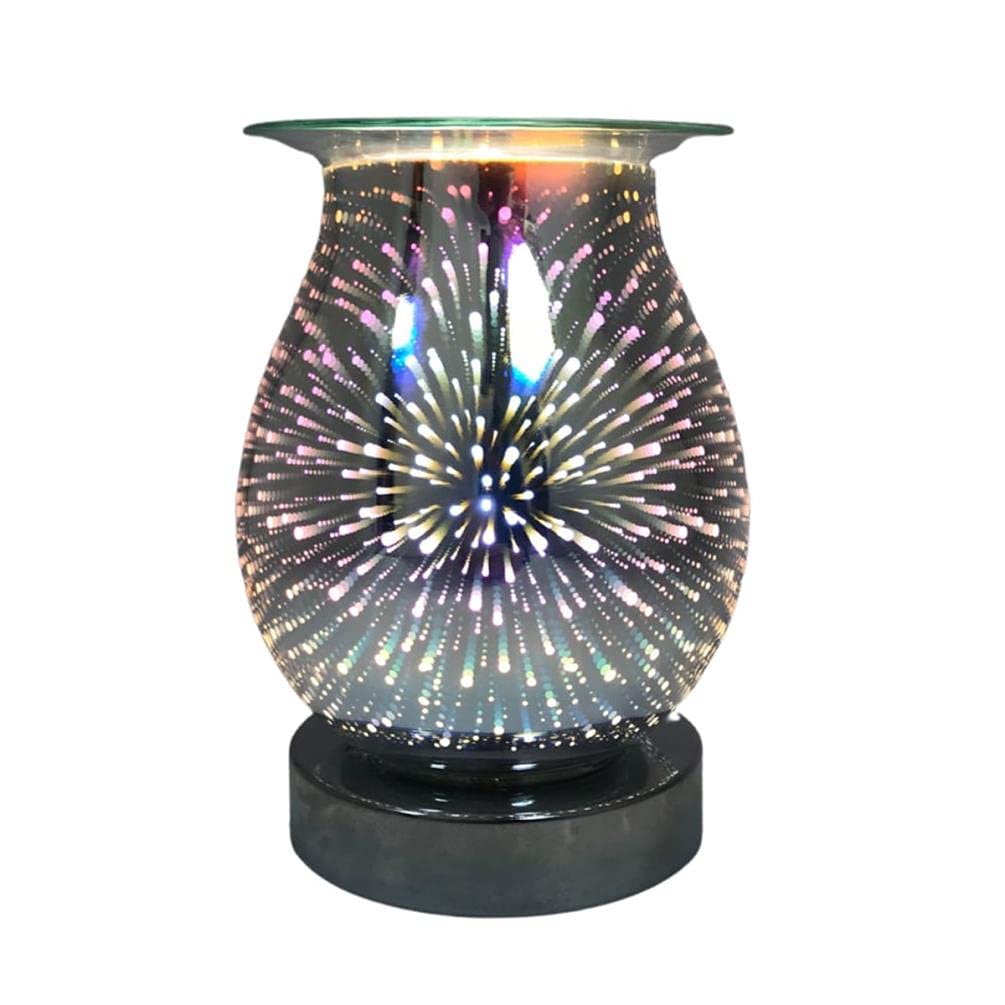 iep Stunning 3D Fireworks Effects Touch Lamp Home Fragrance Wax Melter Oil Burner with Silver Base