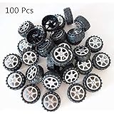 100 Pcs Plastic Roll 2mm Dia Shaft Toys Car Wheel for DIY Model Toy RC Car Truck Building Projects