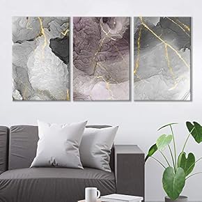 Wall26-3 Piece Canvas Wall Art-Abstract Artwork Grey Ink Painting-Giclee Painting Wall Bedroom Living House Decoration Home Art - 16"x24" x 3 Panels