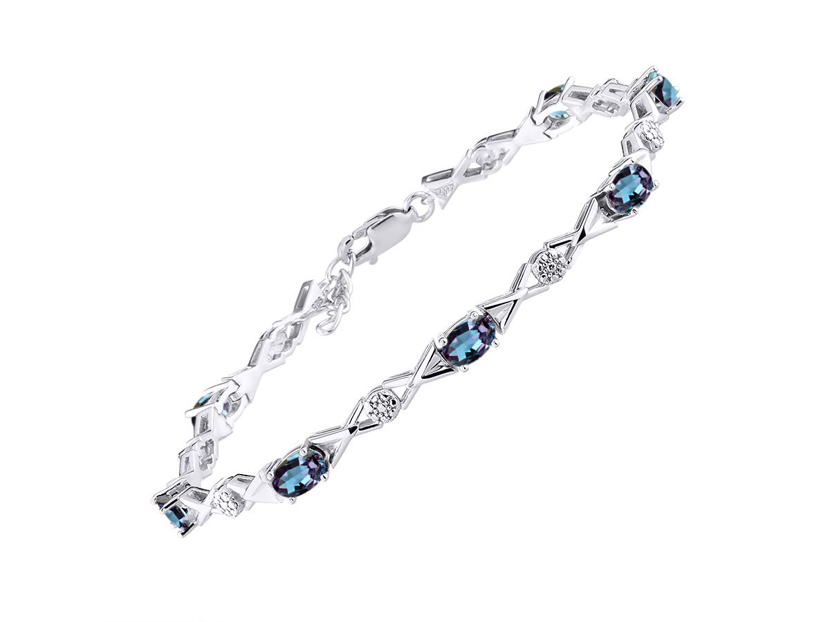 Rylos Spectacular Tennis Bracelet Set With simulated Alexandrite/Mystic Topaz & Diamonds - June Birthstone*
