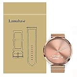 Lamshaw Smartwatch Bands for Garmin Vivomove HR, Magnetic Milanese Loop Stainless Steel Magnet Closure Lock Band for Garmin Vivomove HR/Garmin Vivoactive 3 Band (Rose Gold)
