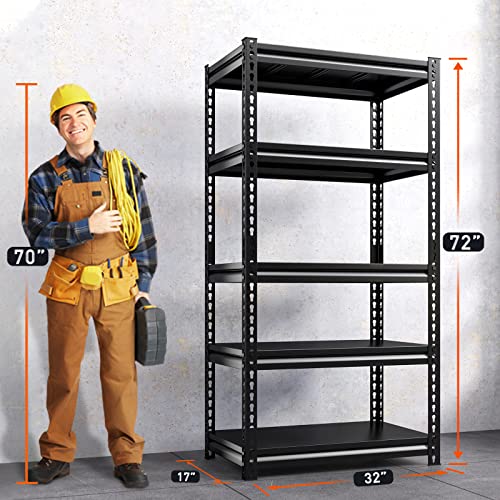 REIBII 72" Garage Shelving Heavy Duty Shelving Loads 1690 LBS, Garage