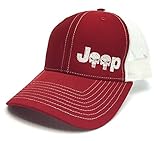 Jeep Logo With Punisher Skull Symbol Left Panel Embroidered Mesh/Twill Cap (Red/White)