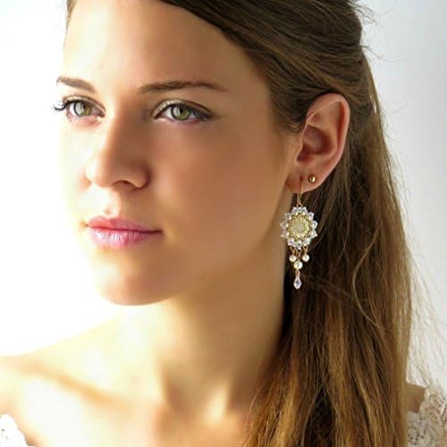 Designer Bridal Swarovski Pearl and Crystal Chandiler Beaded Earrings