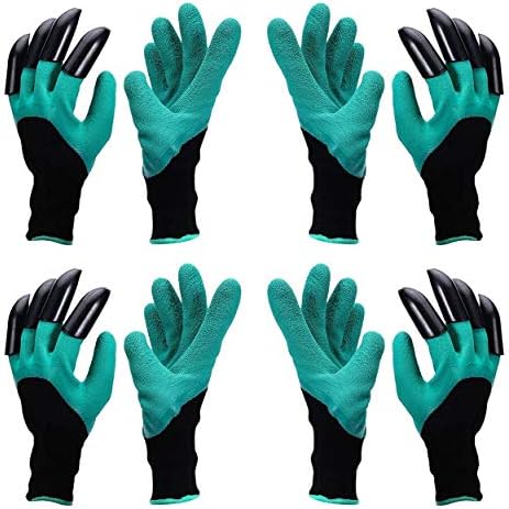 Yardsky 4 Pairs Garden Genie Gloves Gardening Gloves With Claws for Digging & Planting Garden Glove Plant Safe for Rose Pruning Raking