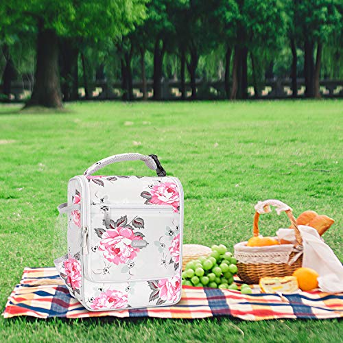 Amersun Insulated Lunch Box,Spacious Stylish Lunch Bag Cooler Tote Sturdy Snack Organizer with Multi-pocket for Kids Women Adult Girls School Office Picnic Work Bento Box(Spill-resistant,Rose Grey)