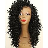 PlatinumHair black kinky curly wigs synthetic lace front kinky curly wigs heavy density 24inch
