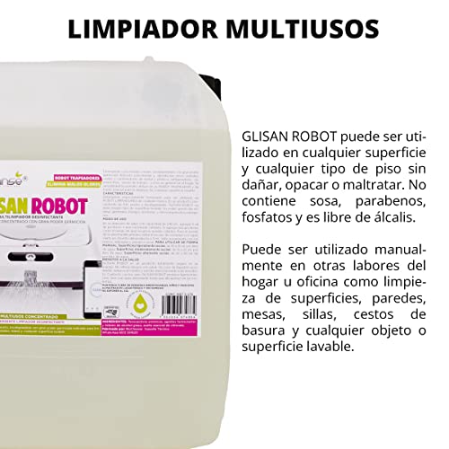 GLISAN ROBOT- Detergente Limpiador Concentrado para Robot Trapeador de Cualquier Marca Para Todo Tipo de Pisos Alto Rendimiento Aroma Manzana Canela