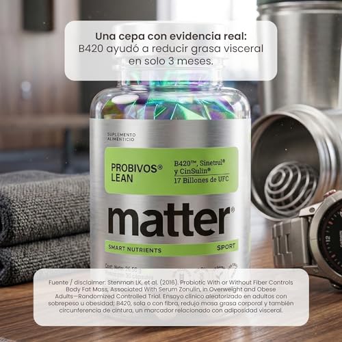 Matter Probivos Lean, Suplemento Probioticos con B420™, 17 Billones UFC, Sinetrol®, CinSulin® y L. acidophilus NCFM®, Apoyo al Metabolismo, Microbiota y Composición Corporal, 1 Frasco con 30 Cápsulas