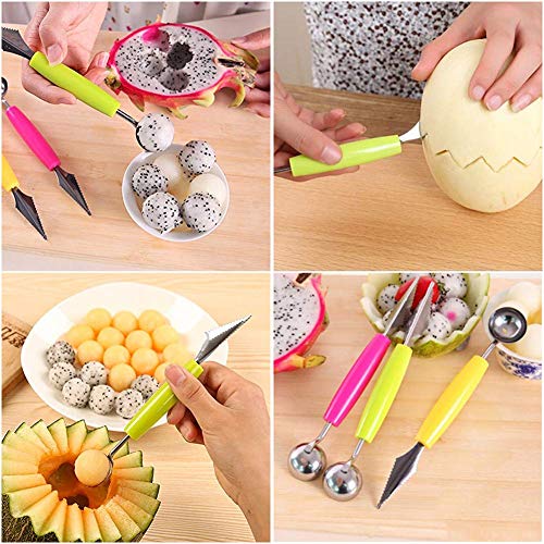 2 Pack Novel Windmill Watermelon Slicer Cutter - Stainless Steel Fruit Cutter Set With 4* Melon Baller Scoop & 4* Watermelon Forks - Great For Salads, Desserts - Thumbnail 7