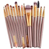 Sankuwen 15PCs Wool Makeup Brush Set Tools Toiletry Kit