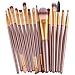 Sankuwen 15PCs Wool Makeup Brush Set Tools Toiletry Kit
