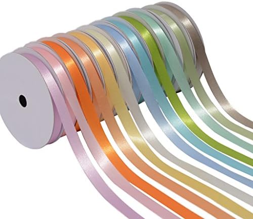 3/8 inch Satin Ribbons Assorted Colors (Solid Light)