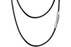 PROSTEEL Waxed Rope Braided Leather Necklace Cord 16"-30", Stainless Steel Durable Clasp, Men Women Woven Wax Rope Chain for Pendant,Come Gift Box