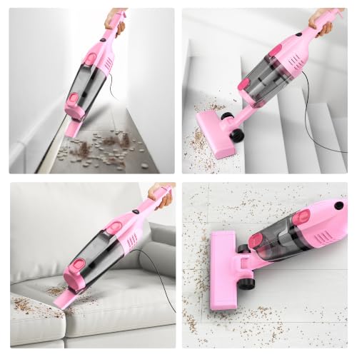 Broom Vacuum Cleaner with Wire, Powerful Wired Mop Vacuum Cleaner 20Kpa, Lightweight | 3 in 1 Vertical Vacuum Cleaner with 5 m Long Cable, Portable Bagless Vacuum Cleaner for Home Carpet Hard Floor Pet Hair