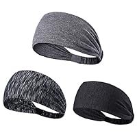 Sheliky Sport Headband Yoga Hairband Moisture Wicking Sweatbands Women Men Athletic Workout Bandana Headscarf Headband for Running Fitness Tennis Cycling (Pack 01)