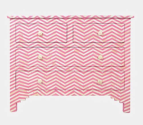 Amazon Com Chevron Handmade Strawberry Pink Bone Inlay Chest Of 4
