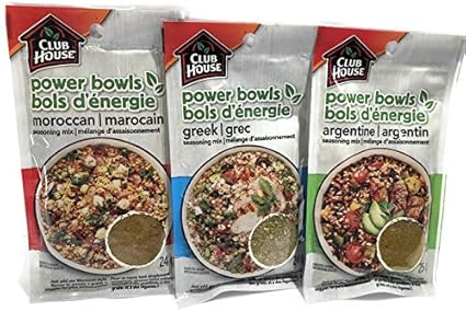 Power Bowls Seasoning Mix By Club House 3 Pack Greek Argentine Moroccan Amazon Ca Grocery