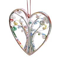 Ten Thousand Villages Coiled Recycled Paper Heart and Tree Design Ornament 