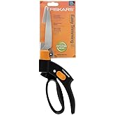 Fiskars Shear Ease Grass Shears - 5" Stainless Steel Blades - 360-Degree Swivel Blade Plant Cutting Scissors - Garden Shears