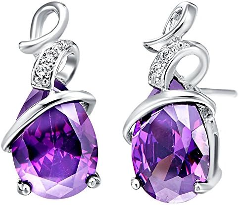 18k White Gold Gemstone and Cubic Zirconia Stud Earrings