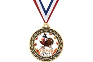 CROWN AWARDS Turkey Trot Gold Duo Medal, 3" Turkey Trot Prizes, Kids Thanksgiving Trophy Medal Awards Prime