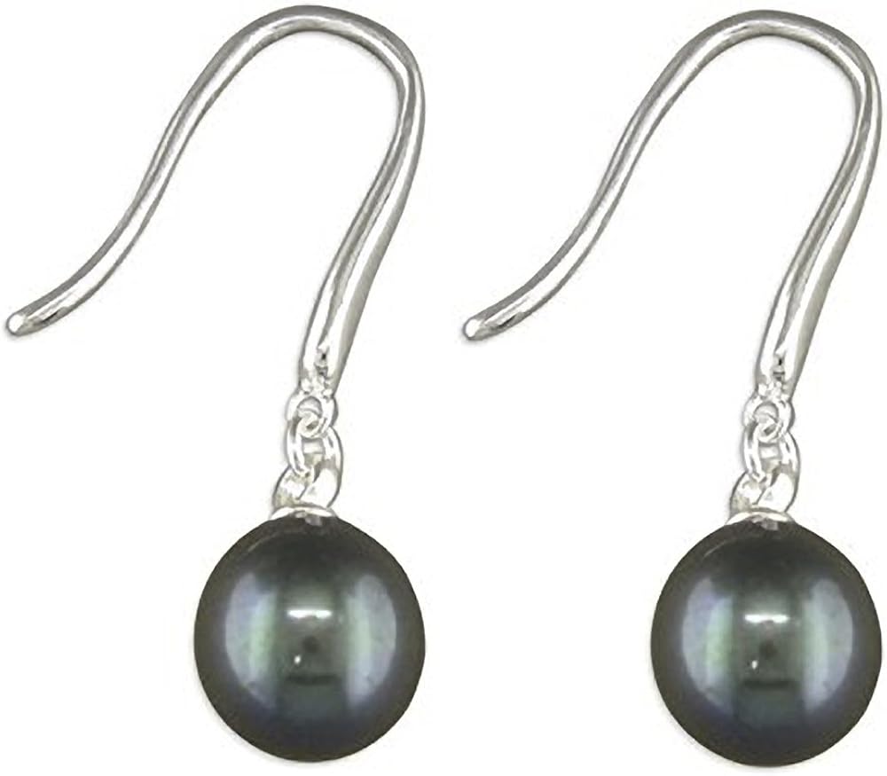 BLACK Freshwater Pearl Dangly Drop Earrings Freshwater Pearl Hookin