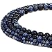 RUBYCA Natural Sodalite Gemstone Round Loose Beads Dark Blue for Jewelry Making 1 Strand - 8mm