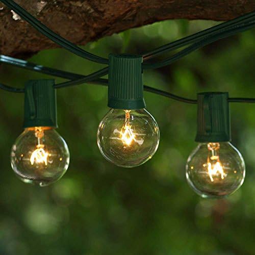 Globe String Lighting - 25 ft Green C9 Cord - G40 Clear Bulbs