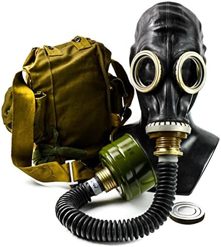 Genuine Original Soviet Russian Black gas mask GP-5 with black hose Surplus USSR face mask (Medium)