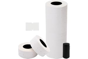Motex 1 Line White Labels - 8,000 White Blank Price and Date Gun Labels with 1 Ink Roll, Fits MX-5500 and Perco 1 Line Price and Date Guns