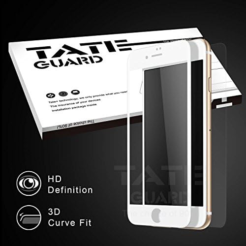 [Original Curve Fit] Tateguard Iphone 7 tempered glass screen protector [Crystal clear and full coverage] [White tooling]
