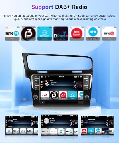 【Dab】 2G+64G Android Car Radio for VW Golf 7 2013-2017, 9 Inch Touch Screen Car Radio Wireless Carplay Android Auto Navi GPS WiFi Mirror Link Bluetooth FM/RDS/DVR/EQ/SWC Backup Camera