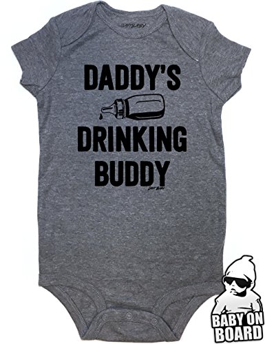 Daft Baby ~ Daddy’s Drinking Buddy Funny Baby Onesie Baby Shower Gift Graphite Graphite (3-Months)