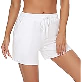 Tandisk Women's 5" Casual Jersey Cotton Shorts Lounge Yoga Pajama Walking Shorts with Pockets Activewear