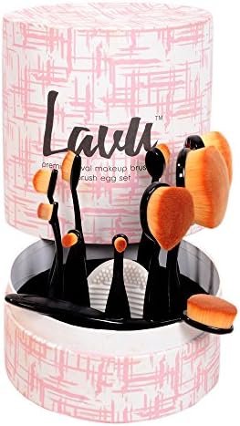 2 in 1 Oval Make up Brushes Set 10 + Cylinder Organizer Box + Free Make up Bag &amp; Free Brush Cleaner Egg Perfect Valentine's Day Gift for Her