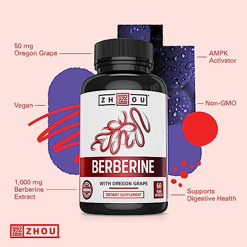 Zhou Nutrition Berberine Supplement 1000mg with Oregon Grape, Support