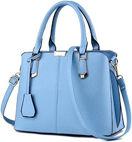 XIN BARLEY Women's PU Leather Fashion Handbag Crossbody Bag Top-Handle Shoulder Bags Sky Blue