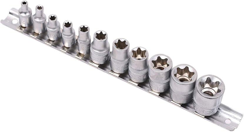Toogoo Jeu De Douilles Torx Star Femelle 11 Pieces Rail E4 Jeu De Douilles Couple Externe E20 Amazon Fr Bricolage