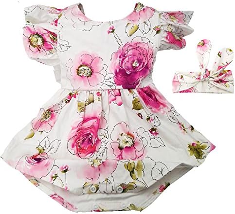 Hollyhorse Newborn Baby Girl Clothes &amp; Headbands (XL (18-24M), Pink Floral)