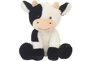 YUKOUQIAN Cow Stuffed Animal Cute Cow Plush Doll Toy 9 inch for Girls Boys Christmas (Cow Sitting)