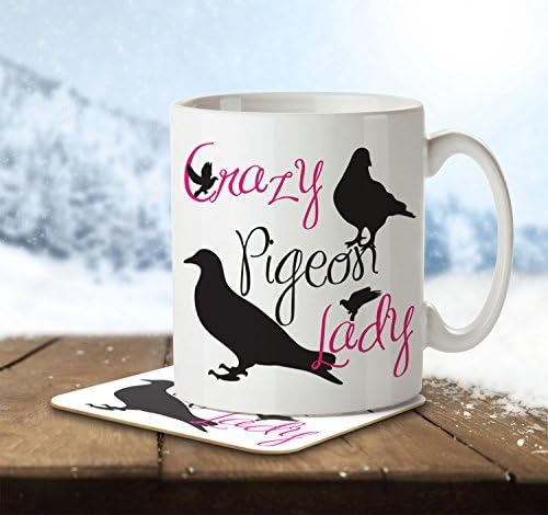 The Inky Penguin Crazy Pigeon Lady - Mug and Coaster By Inky Penguin